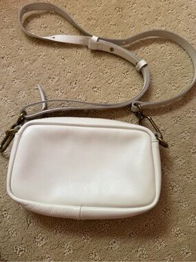 Madewell Cream Leather Crossbody Bag with Brass Hardware